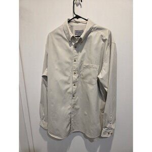 Eddie Bauer Shirt Mens XL Tall Tan Beige Relaxed Button Down Cotton Long Sleeve